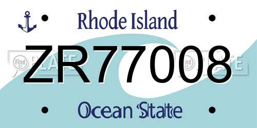 ZR77008 Rhode Island License Plate