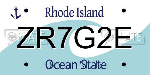 ZR7G2E Rhode Island License Plate