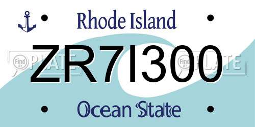 ZR7I300 Rhode Island License Plate