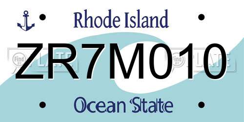 ZR7M010 Rhode Island License Plate