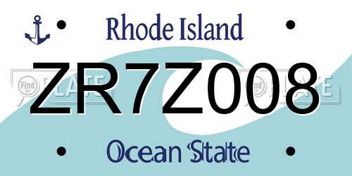 ZR7Z008 Rhode Island License Plate