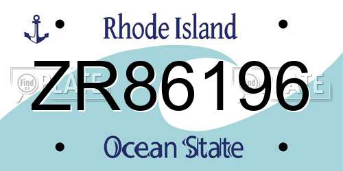 ZR86196 Rhode Island License Plate