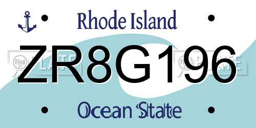 ZR8G196 Rhode Island License Plate