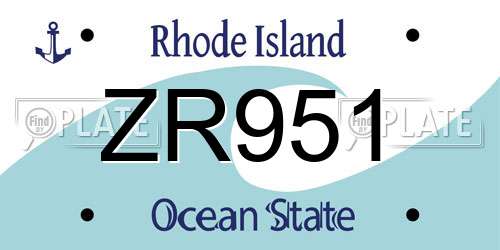 ZR951 Rhode Island License Plate