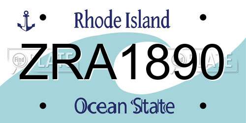ZRA1890 Rhode Island License Plate