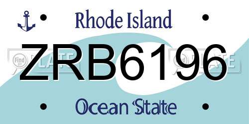ZRB6196 Rhode Island License Plate