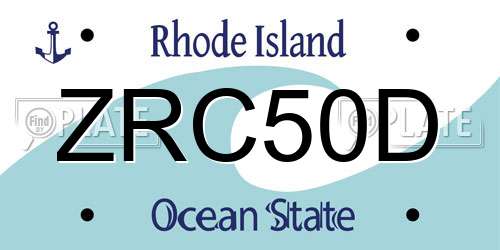 ZRC50D Rhode Island License Plate