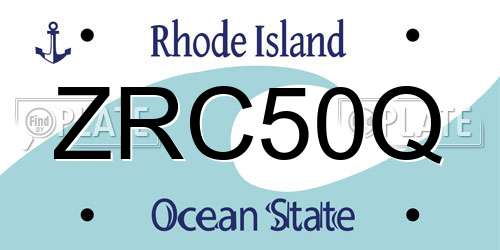 ZRC50Q Rhode Island License Plate