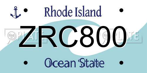 ZRC800 Rhode Island License Plate