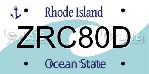 ZRC80D Rhode Island License Plate