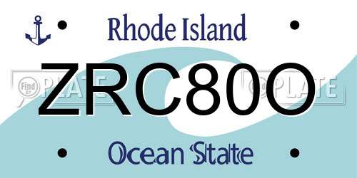 ZRC80O Rhode Island License Plate
