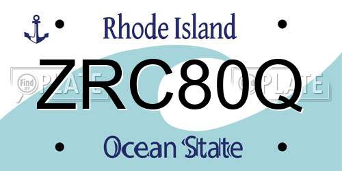 ZRC80Q Rhode Island License Plate