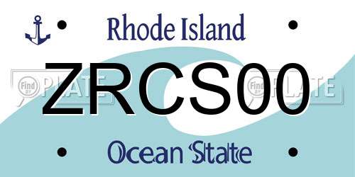 ZRCS00 Rhode Island License Plate