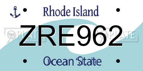 ZRE962 Rhode Island License Plate