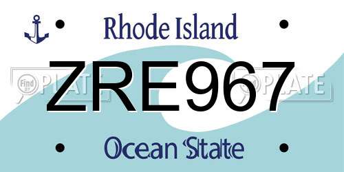 ZRE967 Rhode Island License Plate