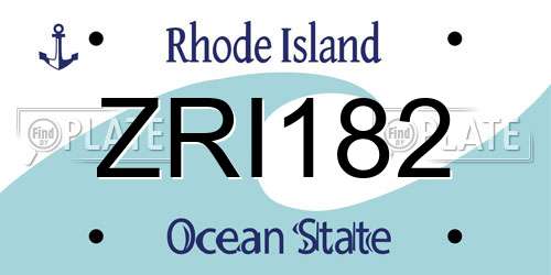 ZRI182 Rhode Island License Plate