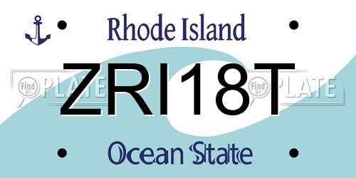 ZRI18T Rhode Island License Plate
