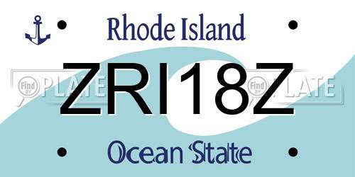 ZRI18Z Rhode Island License Plate