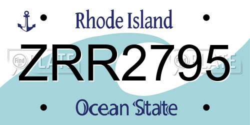 ZRR2795 Rhode Island License Plate