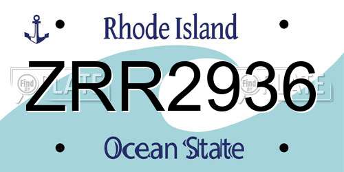 ZRR2936 Rhode Island License Plate