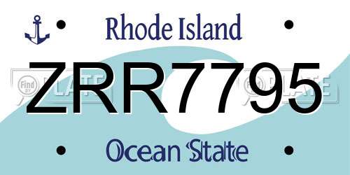 ZRR7795 Rhode Island License Plate