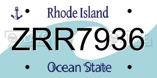 ZRR7936 Rhode Island License Plate