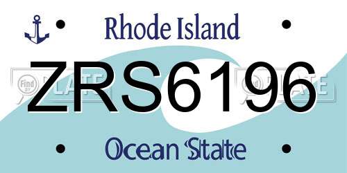 ZRS6196 Rhode Island License Plate