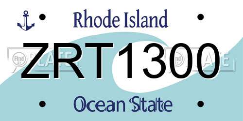 ZRT1300 Rhode Island License Plate
