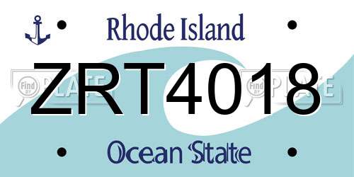 ZRT4018 Rhode Island License Plate