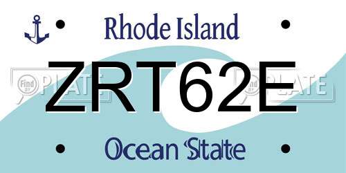ZRT62E Rhode Island License Plate