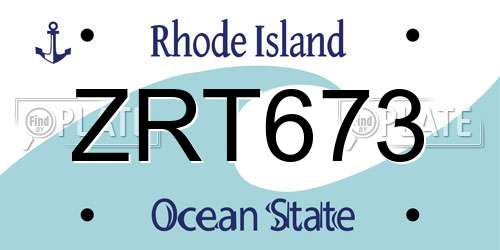 ZRT673 Rhode Island License Plate