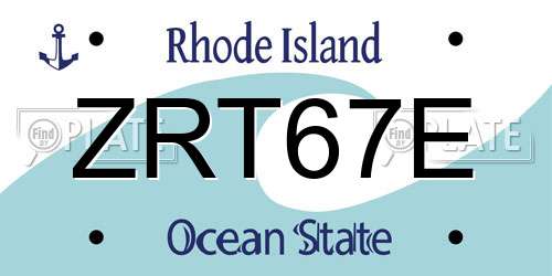 ZRT67E Rhode Island License Plate