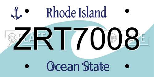 ZRT7008 Rhode Island License Plate