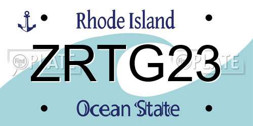 ZRTG23 Rhode Island License Plate
