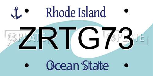 ZRTG73 Rhode Island License Plate