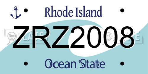 ZRZ2008 Rhode Island License Plate