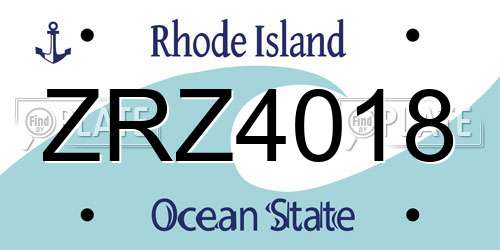 ZRZ4018 Rhode Island License Plate