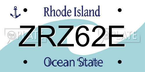 ZRZ62E Rhode Island License Plate