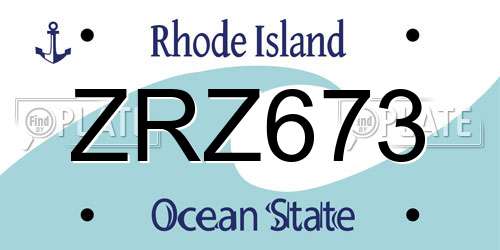 ZRZ673 Rhode Island License Plate