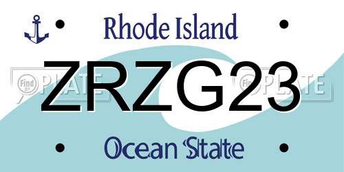 ZRZG23 Rhode Island License Plate