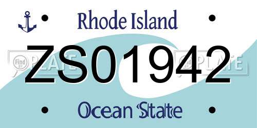 ZS01942 Rhode Island License Plate