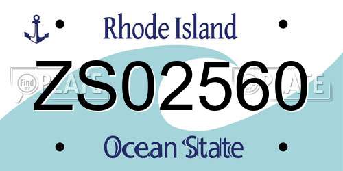 ZS02560 Rhode Island License Plate