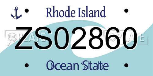 ZS02860 Rhode Island License Plate