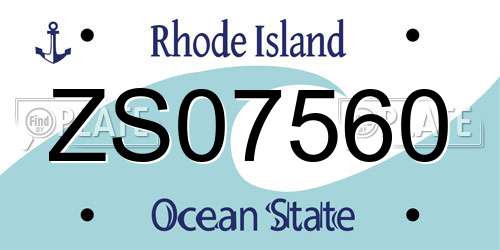 ZS07560 Rhode Island License Plate