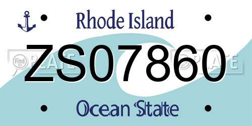 ZS07860 Rhode Island License Plate
