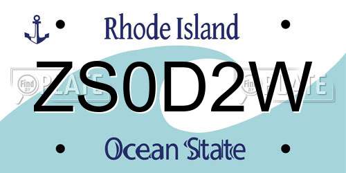 ZS0D2W Rhode Island License Plate
