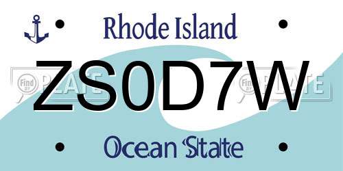 ZS0D7W Rhode Island License Plate