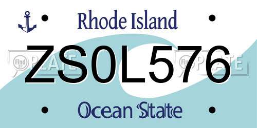 ZS0L576 Rhode Island License Plate