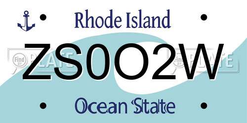 ZS0O2W Rhode Island License Plate