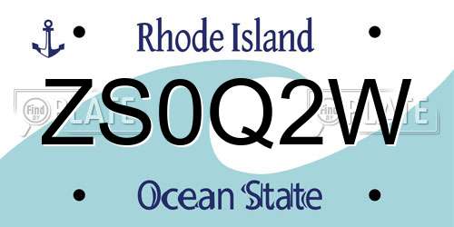 ZS0Q2W Rhode Island License Plate